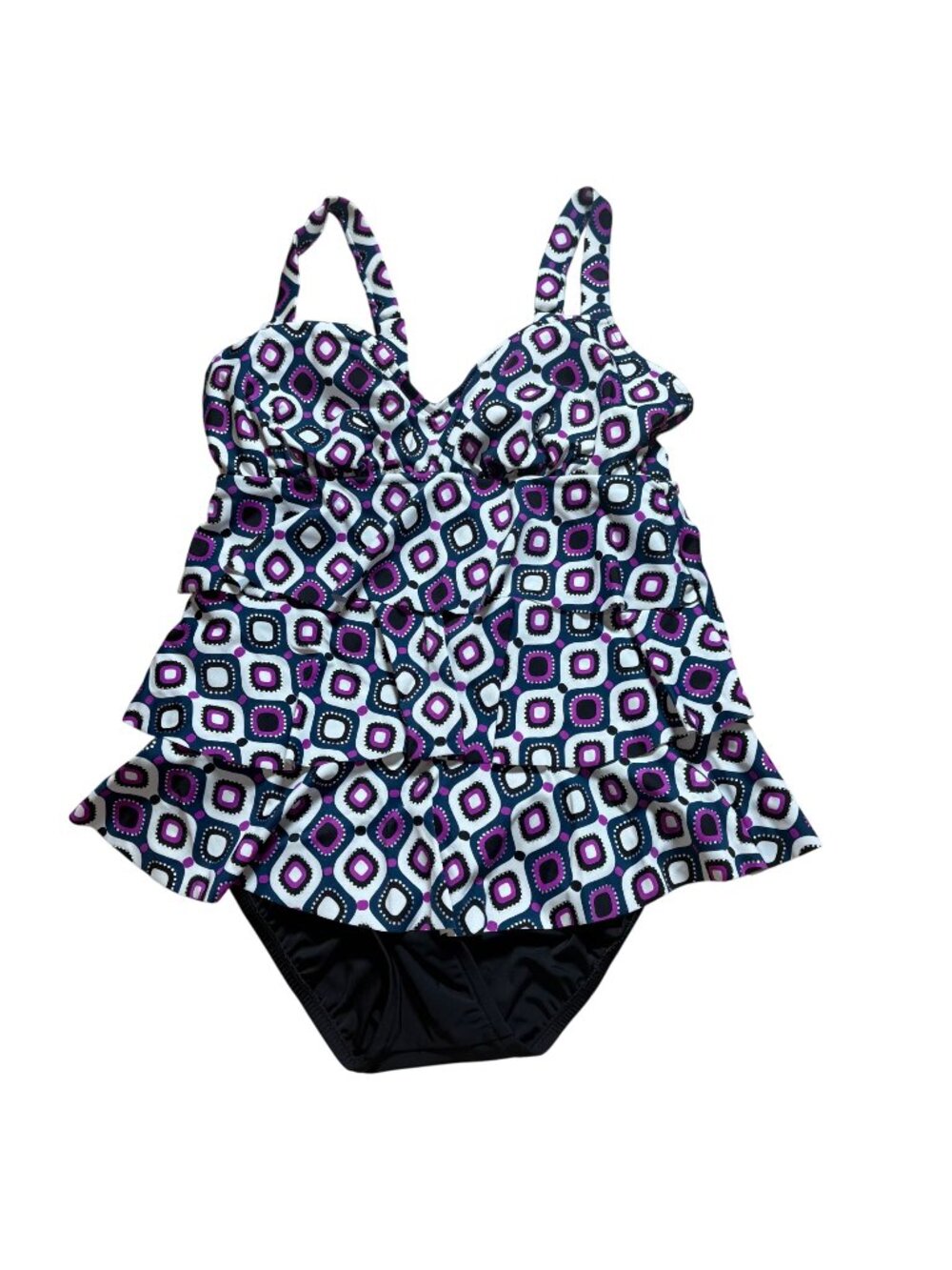 Swim Solutions Tummy Control Fauxkini One-Piece Swimsuit Women's Size 8 NWT!
